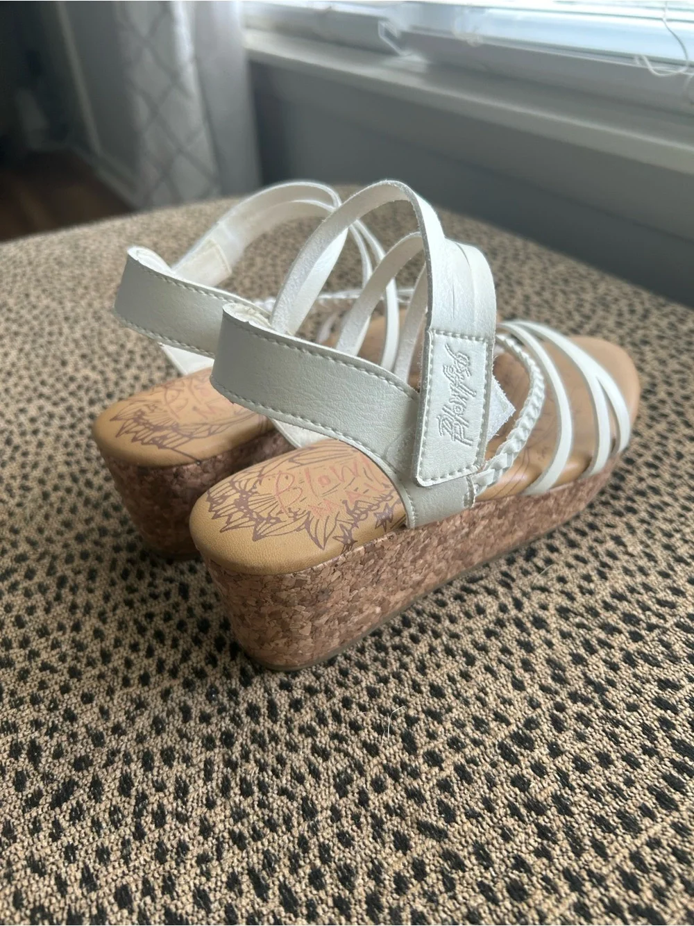 Blowfish White Braided Cork Wedge Sandals - Kids